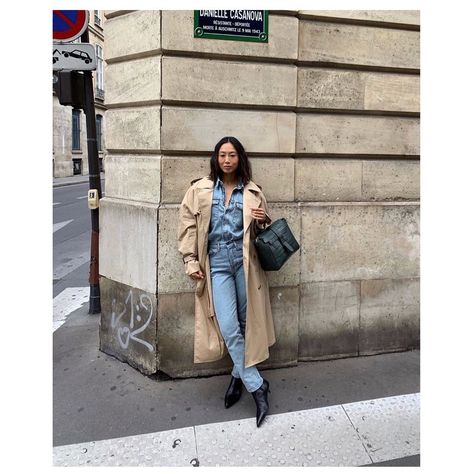 WARDROBE.NYC on Instagram: “Aimee wears RELEASE 04 in Paris Trench Coat + Denim Jacket + Denim Jean WOMAN 8 Piece Wardrobe  Concept Store 150 Wooster St. SoHo” Aimee Song Style, Aimee Song, Canadian Tuxedo, Simple Fall Outfits, All Jeans, Fall Denim, Song Of Style, Grown Women, Denim Outfit