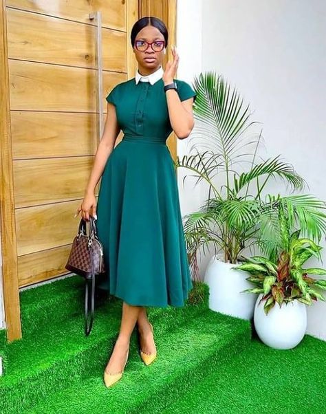 Amazing Office and Work Place Dress Styles for Classy Ladies - Stylish Naija Corporate Office Dress Styles, Official Dresses For Work Classy, Simple Corporate Dress, Latest Office Dresses For Ladies, Flay Dresses, Office Dresses For Women Work Attire Classy, Corporate Dresses Offices Classy, Corporate Dresses Classy Work Outfits, Office Dresses For Women Work Attire