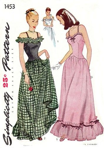 Simplicity 1453 Belle of the Ball Evening Dress / ca. 1946 1940s Gown, 80s Clothes, Vintage Clothes Patterns, Gown Vintage, Vintage Dress Patterns, Simplicity Sewing Patterns, Simplicity Patterns, Fashion Plates, Historical Fashion