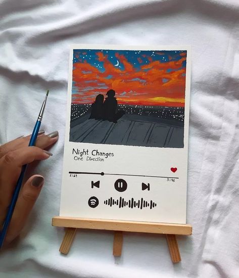 Spotify Code Painting, Spotify Canvas Art, Music Spotify Aesthetic Drawing, Songs Drawings Art, Spotify Album Drawing, Spotify Craft Diy, Spotify Playlist Painting Aesthetic, Drawing On Small Cards, Spotify Songs Painting