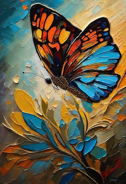 Yellow And Blue Butterfly, Butterfly Art Aesthetic, Knife Painting Acrylic, Abstract Angel Painting, Butterfly Oil Painting, Butterfly Acrylic Painting, Spring Butterfly, Butterfly Art Painting, Paint Inspiration