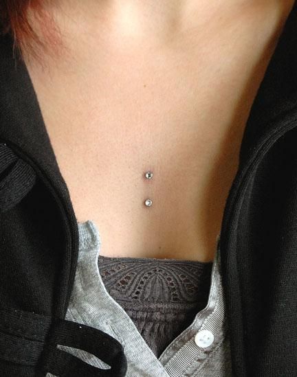 On the bucket list Dermal Ideas, Chest Dermal Piercing, Chest Dermal, Chest Piercing, Microdermal Piercing, 2nd Option, Pretty Ear Piercings, Cool Piercings, Dermal Piercing