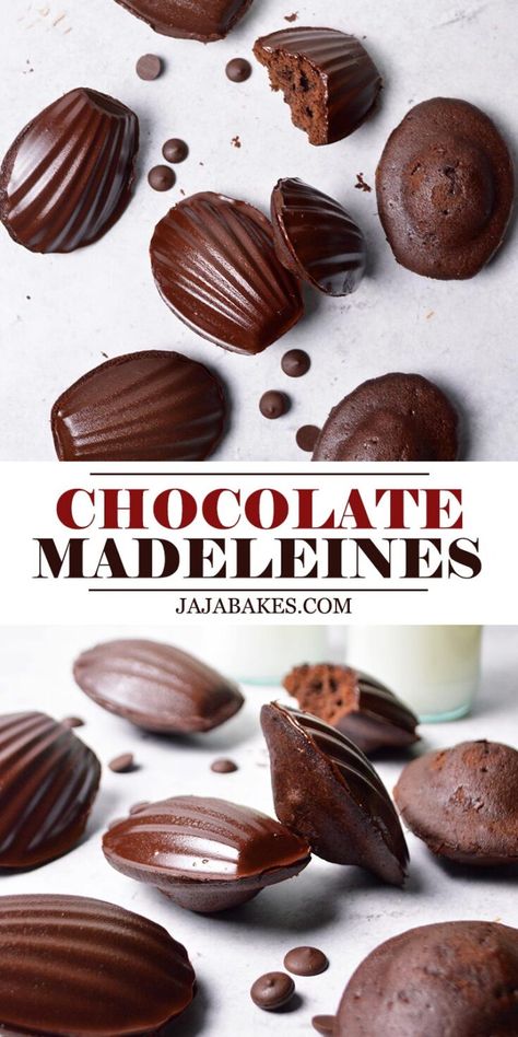 Chocolate Madelines Recipe, Madeline Flavors, Chocolate Dipped Madelines, Chocolate Madelines, Chocolate Madeleines Recipe, Madelaine Recipes, Cake Pops Brownie, Madeleine Cookies Recipe, Madeline Cookies Recipe