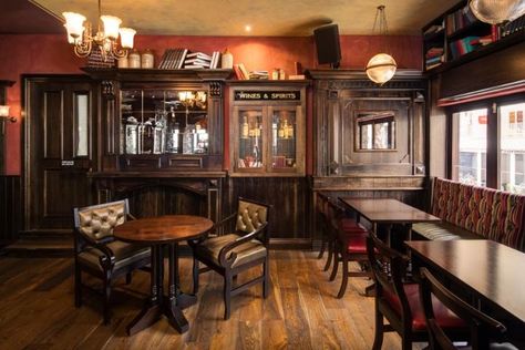 Irish Pub Interior, Irish Pub Decor, Pub Interior Design, Pub Furniture, Oak Parquet Flooring, Irish Bar, Pub Interior, Wood Panelling, Carved Chairs