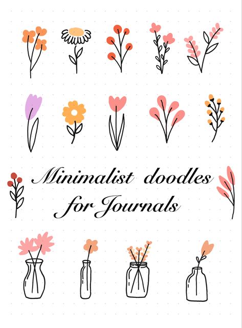 Simple Journal Decoration, Easy Bujo Doodles, Bujo Simple Ideas, Easy Doodle For Journal, May Doodles Ideas, Journal Filler Doodles, Minimalist Notes Design, Bujo Inspiration Ideas Simple, Flower Aesthetic Doodle