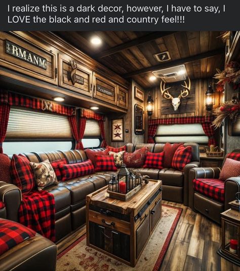 Camper Organization Rv Living, Rv Interiors, Rv Remodeling, Travel Trailer Living, Rv Interior Remodel, Camper Interior Design, Log Cabin Living, Small Travel Trailers, Western Rooms