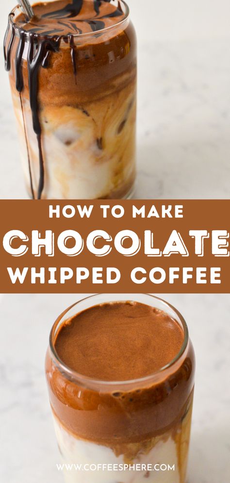 Chocolate Coffee Drink, Chocolate Coffee Recipe Drinks, Coffee With Cocoa Powder, Whipped Chocolate Coffee, How To Make Cold Chocolate Drink, Dalgona Coffee Recipes, Whipped Dalgona Coffee, Chocolate Coffee Recipes, Chocolate Coffee Drinks