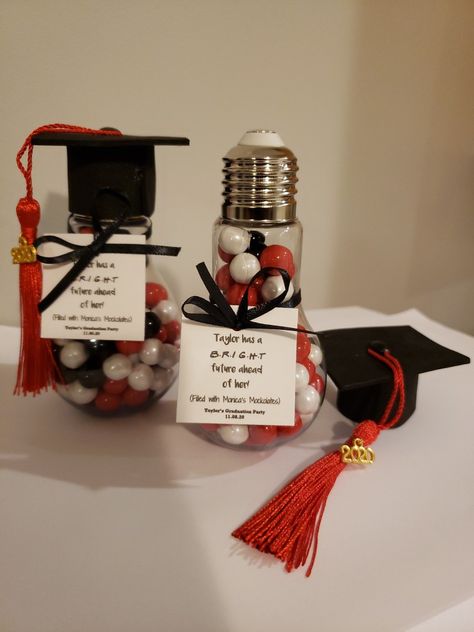 Lightbulb filled with chocolate candies with graduation cap and tassel, F R I E N D S theme. Great graduation party favor. Grade R Graduation Ideas, Graduation Party Souvenirs, Graduation Souvenirs Ideas, Grad Party Favors, Diy Graduation Gifts, Diy Graduation, Grad Ideas, Chocolate Candies, Graduation 2024