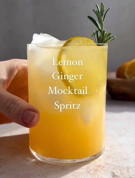 Spritz Mocktail, Ginger Mocktail, Flavored Sparkling Water, Lemon Ginger, Honey Syrup, Ginger Juice, Sparkling Water, Lemon Juice, Syrup