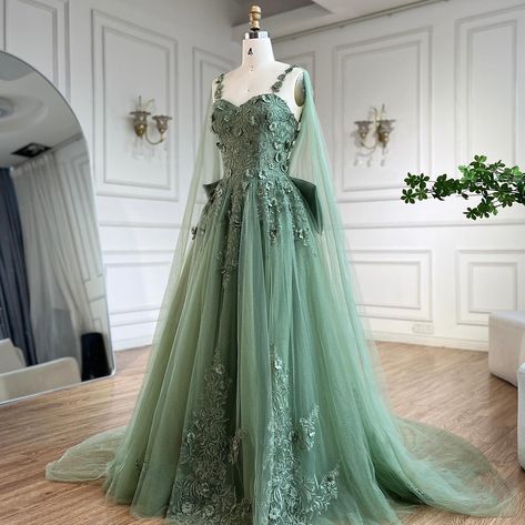 LA72642 Sage Green Ball Gown Plus Size, Wedding Dresses Light Green, Dark Green Wedding Dresses, Wedding Dresses Earthy, Sage Green Wedding Bridesmaid Dress, White And Green Wedding Dress, Green Wedding Dress For Bride, Forest Green Wedding Dress, Light Green Wedding Dress