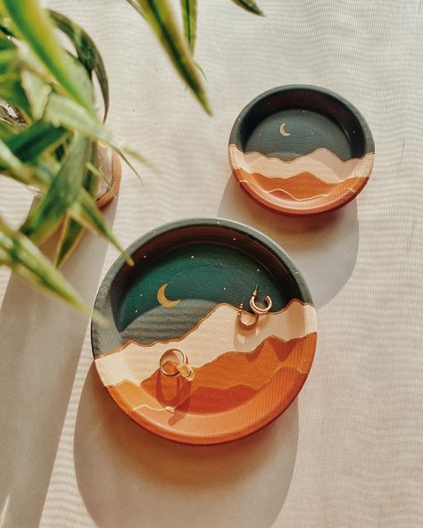 gifting made easy - choosing which one is the hard part Shop universal trinket trays — perfect for jewelry, candles, bar soap and more use code BOHOBABE @ checkout and save on your 1st purchase #trinkettray #paintedpottery #claypottery #mothersdaygift #bohohomedecor Ring Dish Pottery, Clay Project Ideas, Clay Dish, Trinket Trays, Jewelry Candles, Mothersday Gifts, Trinket Tray, Ring Dish, Pottery Painting