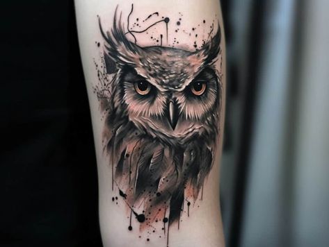 Watercolor Owl Tattoo, Owl Tattoo For Women, Owl Forearm Tattoo, Traditional Owl, Watercolor Owl Tattoos, Owl Tattoo Meaning, Owl Tattoo Sleeve, Omerta Tattoo, Tattoo Traditional