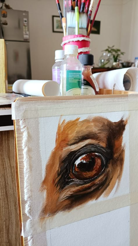 Horse Eyes Painting, How To Paint Horse Eyes, Horse Eye Painting, Painting Horses, Oil Painting Tips, Horse Oil Painting, Horse Eye, Personal Investigation, Horses Theme