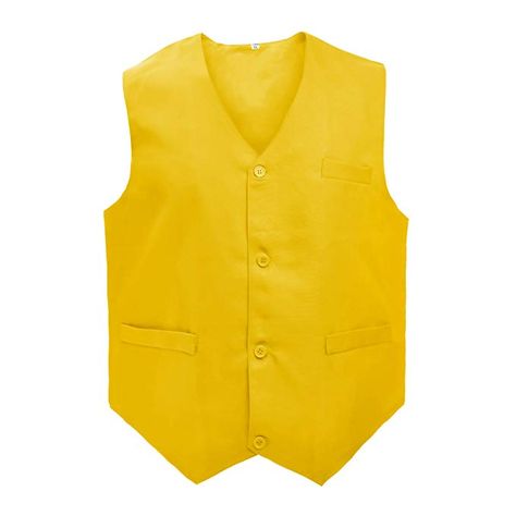 TOPTIE Waiter Uniform Unisex Vest for Supermarket Clerk & Volunteer, Yellow Unisex Uniform, White Rabbit Costumes, Waiter Uniform, Social Service, Joker Costume, Button Vest, Yellow Vest, Yellow Fits, Outdoor Vest