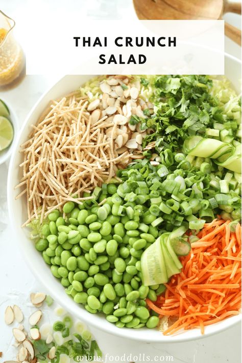 Cucumber Thai Salad Recipe Food Dolls Salad Recipes, Cucumber Thai Salad Recipe, High Fiber Asian Meals, Cucumber Thai Salad, Salad Recipes With Cucumber, High Fiber Salads, Easy Thai Salad, Rainbow Recipes, Thai Crunch Salad