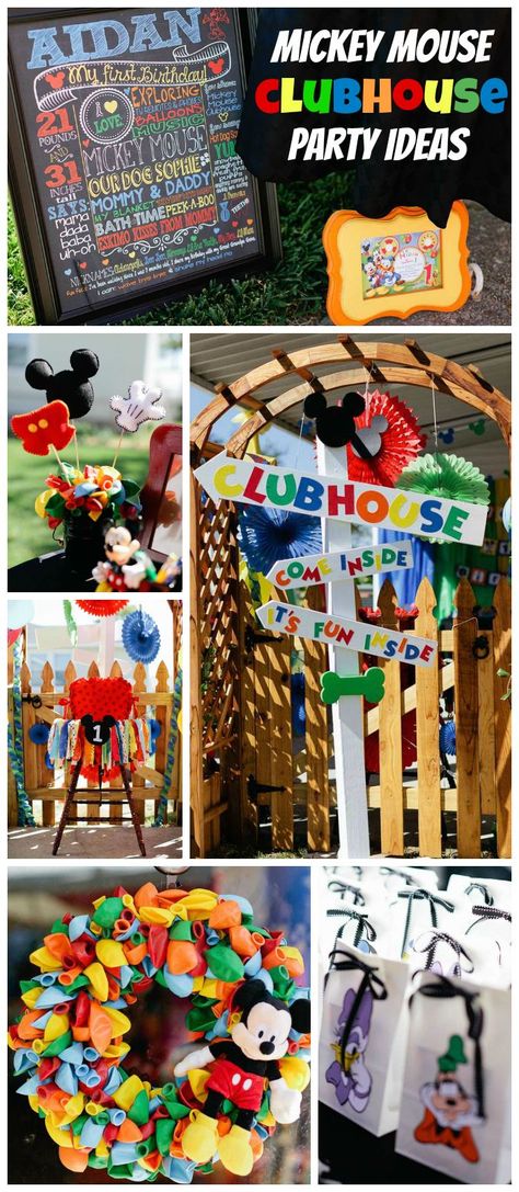 Party Table Food, Γενέθλια Mickey Mouse, Mickey Mouse Birthday Party Ideas, Mickey Mouse Bday, Mickey Mouse Clubhouse Birthday Party, Mickey Mouse Clubhouse Party, Mickey Mouse 1st Birthday, Mickey Birthday Party, Mickey Mouse Theme