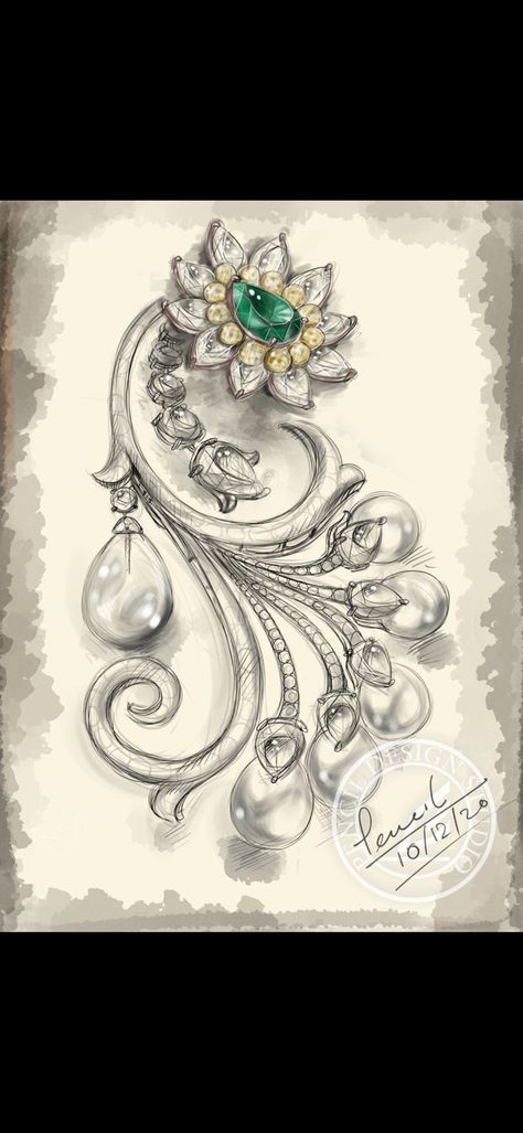 Vintage Jewelry Illustration, Anna Hu, Jewellery Illustration, Jewelry Sketch, Jewel Drawing, Necklace Drawing, Bridal Diamond Necklace, Jewelry Rendering, Art Jewelry Design