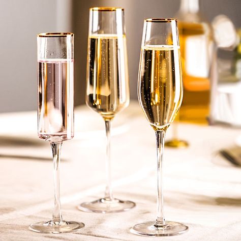 Sip in style with our newest wine glasses and champagne flutes! Sold individually Material: Glass Alcohol Glasses, Vintage Champagne Glasses, Collected Interiors, Flute Glasses, Champagne Flute Glasses, Vintage Champagne, Glasses Drinking, Flute Glass, Champagne Glasses