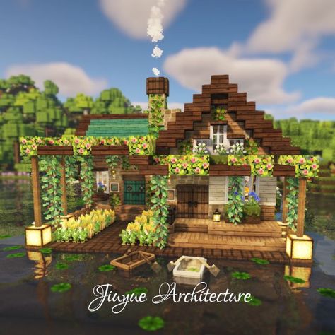 Floating Cottage, Minecraft Beach House, Cottage Minecraft, Minecraft Kingdom, Case Minecraft, Minecraft Houses Survival, Rumah Minecraft Sederhana, Minecraft Houses Blueprints, Minecraft Interior Design