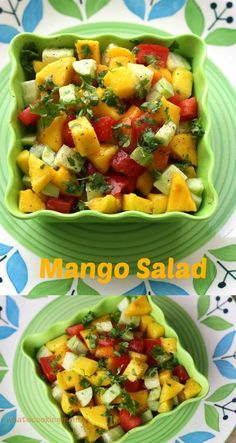 Mango salad - sweet, tangy, fruity, healthy, summer salad Indian Salads, Salad Keto, Whats Cooking, Vegetarian Salads, Recipes Sweet, Mango Recipes, Mango Salad, Vegetarian Snacks, Fruit Salad Recipes