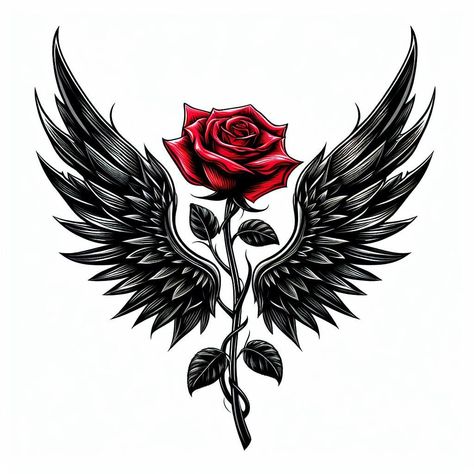 Rose Vine Tattoos, Dark Roses Tattoo, Alas Tattoo, Arm Tattoos Drawing, Feminine Skull Tattoos, Rose Drawing Tattoo, Wing Tattoo Designs, Feather Tattoo Design, Red Rose Tattoo