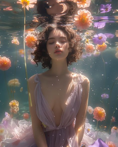 The overall mood is one of tranquility and otherworldly beauty, capturing a moment of quiet reflection amidst the underwater blossoms. #aiart#ai#aicommunity#mydrawing#mydream#artist#aidesigner#aiphotography#midjourney#midjourneyart#midjourneygallery#mywork#myworld Beauty, Photography, Overalls, Otherworldly Beauty, Life Art, Art Inspo, Blossom, In This Moment, On Instagram