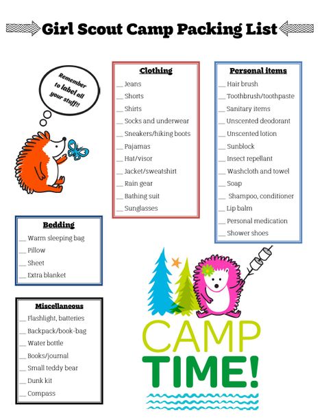 Scout Camp Packing List, Basic Camping Checklist, Camping Checklist Printable, Girl Scout Camp, Camp Packing List, Camp Packing, Camping Checklist Family, College Packing Lists, Scout Camp