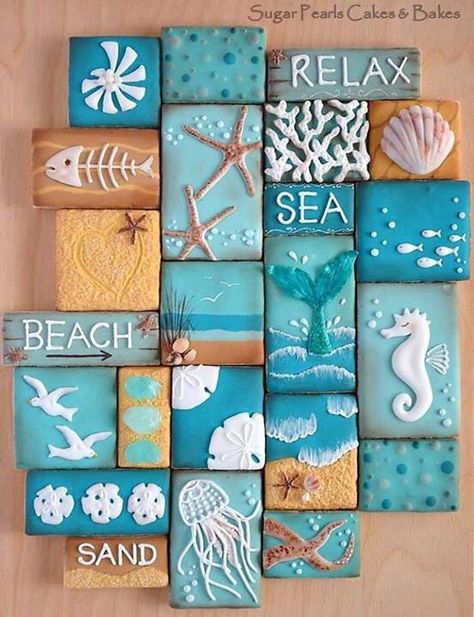 Beach Cookies, Hantverk Diy, Deco Marine, Art Coquillage, Themed Cookies, Beach Crafts, Seashell Crafts, Shell Art, Shell Crafts