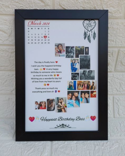 Moon Frame 🌙 ♥️ 🔸Details -Size 10x14 inches -Silk Laminated Frame -Strong 8MM Base -Wall Hanging -Scratchless Printing Quality 🔸Frame Colours -Black -White #framebyframe #frame #frames #customisedframe #personalisedframe Photo Frames With Quotes, Moon Frame, Album Design Layout, Baby Collage, Collage Photo Frame Design, Birthday Bestie, Happy Birthday Bestie, Birthday Photo Frame, Birthday Collage