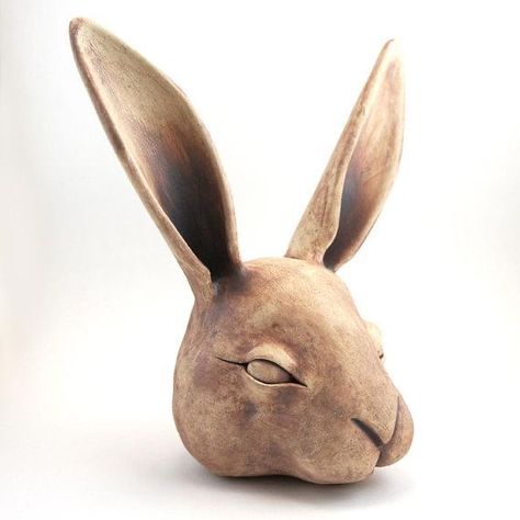 Hare Mask, Hare Images, 3d Tiskárna, Easter Pottery, 3d Rabbit, Ceramic Rabbit, Rabbit Sculpture, Rabbit Head, Pottery Animals