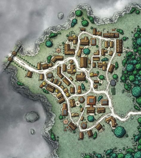 Medieval City Map, Dnd City Map, Dnd Cities, Fantasy Inn, Fantasy City Map, Village Map, Fantasy Village, Dnd World Map, Pelo Anime