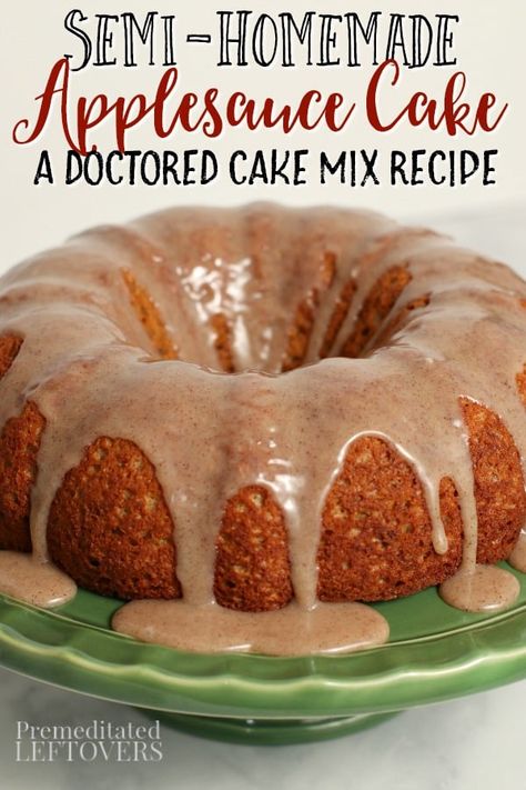 Applesauce Spice Cake Mix Recipes, Applesauce Bundt Cake Recipes Easy, Apple Sauce Bundt Cake, Cakes Using Applesauce, Spice Cake Recipes Boxed With Applesauce, Apple Sauce Pie Recipe, Box Cake With Applesauce, Cakes With Applesauce, Spice Cake Mix With Applesauce