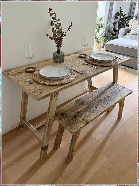 Coffee Table Sets - The struggle is over. You don't have to look for it anymore. Just get it from here by clicking on the link. Dining Table And Bench, Dining Table With Bench, Small Dining Table, Reclaimed Pine, Wood Farmhouse, Kitchen Dining Tables, Dining Room Small, Under The Table, Natural Honey