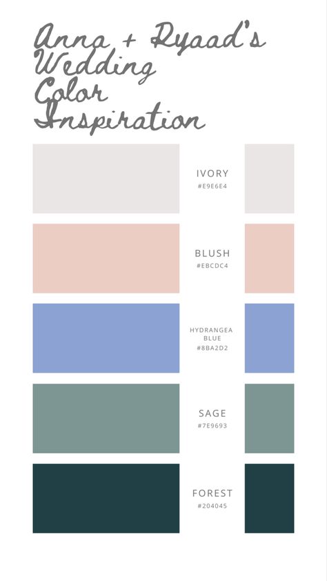 Here is our wedding color palette. Feel free to wear one of these colors but not required. Newport RI inspired colors! Elegant Wedding Color Schemes, February Wedding Colors, Blue Wedding Color Palette, Light Blue Wedding Colors, Elegant Wedding Colors, Spring Wedding Color Palette, Popular Wedding Colors, February Wedding, Chic Wedding Dresses