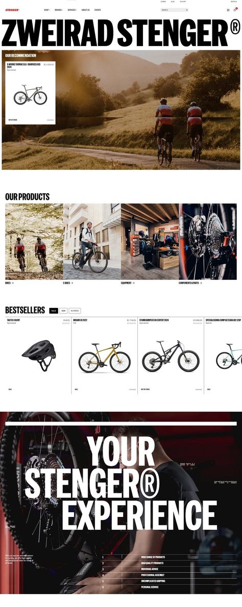 Stenger Bike | eCommerce Website Design Gallery & Tech Inspiration Bicycle Website Design, Walter Raleigh, Product Website, Tech Inspiration, Gravel Bikes, Ecommerce Web Design, Bike Components, Header Design, Ecommerce Template