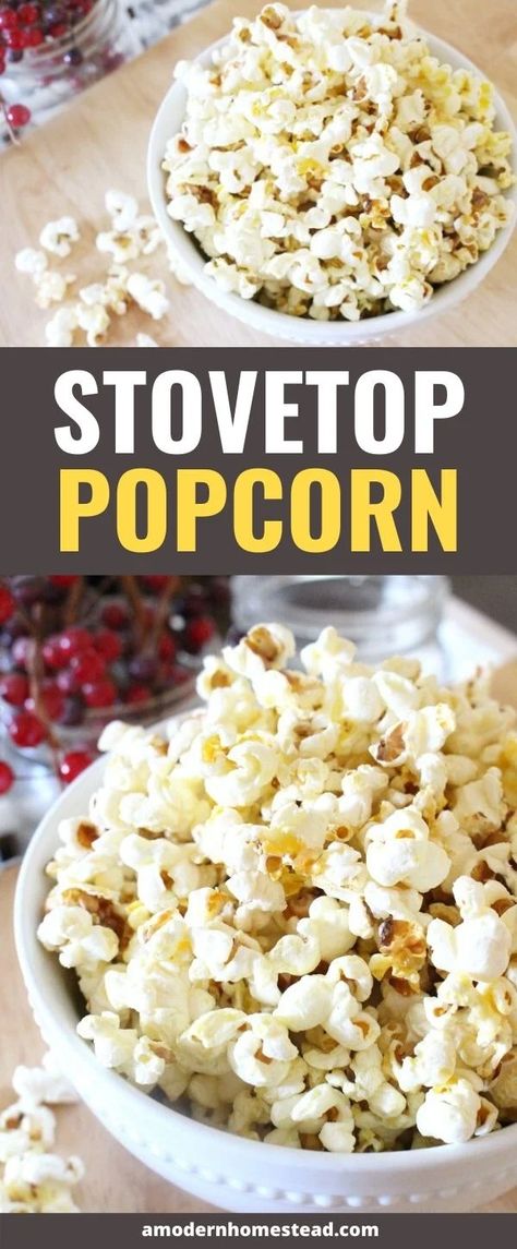 Popcorn With Coconut Oil, Stovetop Popcorn Recipes, Stovetop Popcorn, Popcorn Recipe, Coconut Oil Recipes, Stove Top Recipes, Popcorn Recipes, Interesting Ideas, Easy Cooking Recipes