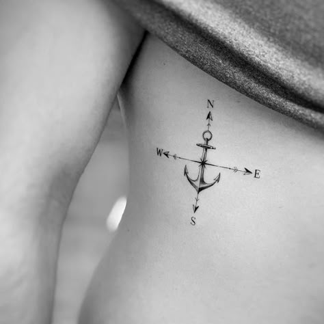 Yin Yang Tattoo Design, Couple Tattoo Design, Tiny Anchor Tattoo, Anchor Compass Tattoo, Tattoo Ideas Meaningful, Small Compass Tattoo, Jasmine Tattoo, Small Anchor Tattoos, Simple Compass Tattoo