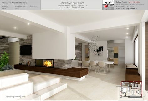 Progettazione Appartamento | Idee Costruzione Case Design Camino, Living Area Design, Open Plan Kitchen Living Room, Modern Small House Design, Contemporary Fireplace, Apartment Architecture, Home Fireplace, Design Del Prodotto, House Extensions