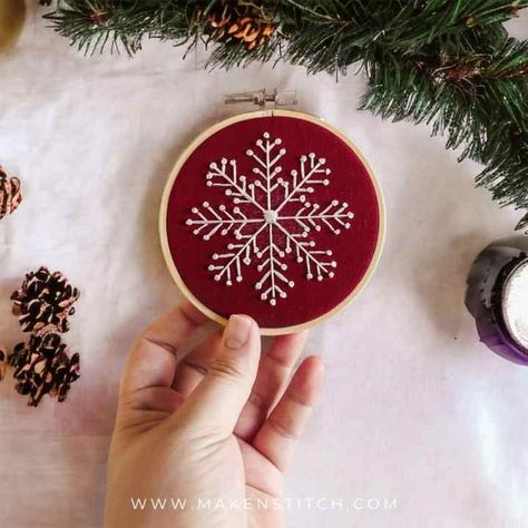 Join me in another delightful winter stitching project as we create an easy snowflake embroidery ornament together. Tela, Snowflake Embroidery Pattern, Snowflakes Embroidery Pattern, Easy Snowflake, Embroidery Ornament, Embroidery Ornaments, Winter Embroidery, Snowflake Embroidery, Hand Embroidery Patterns Free