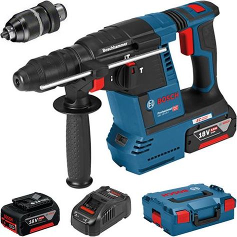 *CLICK TO ENLARGE* Bosch GBH 18V-26 F 18V brushless SDS-Plus hammer drill with two 6.0Ah batteries & 13mm chuck Power Tools, Bosch Professional, Hammer Drill, Garage Shop, Cordless Tools, Hand Tool, Power Tool, Power Drill, Drill Bits