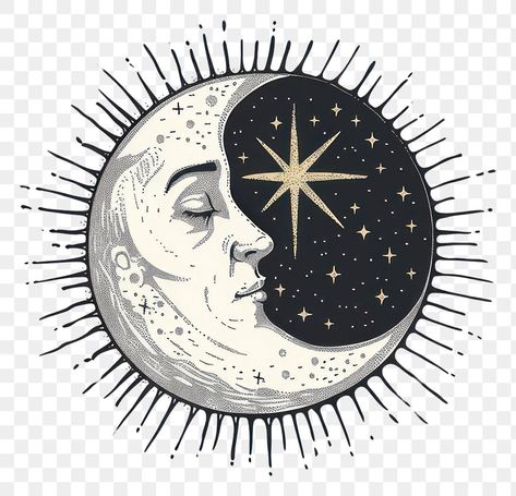 Moon Png Aesthetic, Png Sun, Png Moon, Aesthetic Pngs, Sun And Moon Tarot, Moon Png, Sun Vintage, Sun Moon And Stars, Png Elements