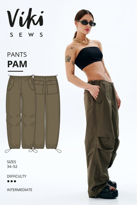 Patterns :: Women's patterns :: Trousers and shorts :: EXCLUSIVE Vikisews Pam pants sewing pattern, US sizes 2 - 20 / EU 34 - 52 / UK 6 - 24 Cargo Sewing Pattern, One Piece Sewing Pattern, Baggy Pants Sewing Pattern Free, Cargo Pants Sewing Pattern, Cargo Pants Free Pattern, Sewing Patterns Cargo Pants, Cargo Shorts Sewing Pattern, Cargo Pant Sewing Pattern, Parachute Pants Sewing Pattern