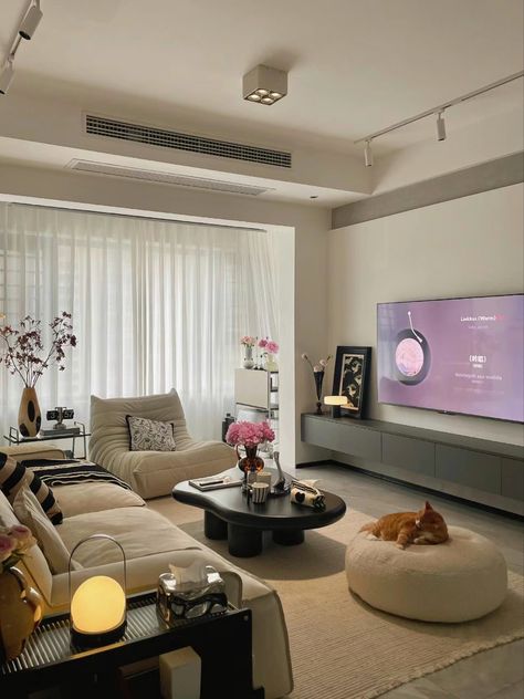 Korean Apartment Interior, Apartment Living Room Design, Future Apartment Decor, Apartment Aesthetic, 아파트 인테리어, Dream House Rooms, Cozy Room Decor, Apartment Decor Inspiration, Elegant Living Room