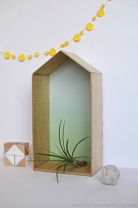 Learn how to make a simple and easy Balsa Wood House!  Not only does it look modern in your home but it is the perfect balsa wood project to start off with as a beginner. Delineate Your Dwelling #balsawoodcraft #balsawoodproject Balsa Wood Crafts, Cutout Frame, Balsa Wood, Easy Wood Projects, Wood House, 15 Diy, Wood Crafts Diy, House In The Woods, Art Project