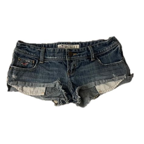 2000s blue jean shorts          Hollister —  og... - Depop 2000 Jeans, Holister Jeans, Hollister 2000s, 2000s Shorts, 2000s Hollister, Blue Jeans Shorts, 2000s Jeans, Jeans 2000s, Hollister Shorts