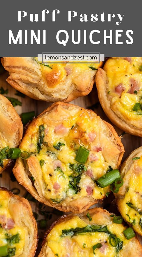 Puff Pastry Finger Food Recipes, Pillsbury Quiche Recipe, Puff Pastry Kids Recipes, Mini Quiches In Muffin Tin Puff Pastry, Puff Pastry Quiche Recipes, Mini Puff Pastry Desserts, Puff Pastry Mini Quiche, Puffed Pastry Recipes, Weekly Snacks