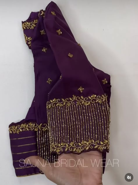 Beads Design Blouse, Purple Blouse Embroidery Designs, Simple Bridal Blouse Designs Latest, Purple Blouse Aari Work Design, Aari Work Blouse Simple Design New Model, Aari Blouse Designs Latest Simple, Violet Saree Blouse, Latest Bridal Blouse Designs 2024, Aari Back Neck Designs For Blouses