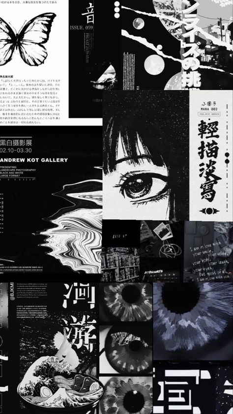 #aesthetic #blackandwhite #collage #wallpaper #lockscreen (made by me:)) Manga Collage Wallpaper Aesthetic, Emo Core Wallpaper, Gothic Anime Wallpaper Aesthetic, Dark Acubi Aesthetic, Anime Aesthetic Wallpaper Tablet, Cursed Wallpaper Aesthetic, Phone Lockscreen Wallpaper Aesthetic, Anime Collage Wallpaper Aesthetic, Black Collage Aesthetic