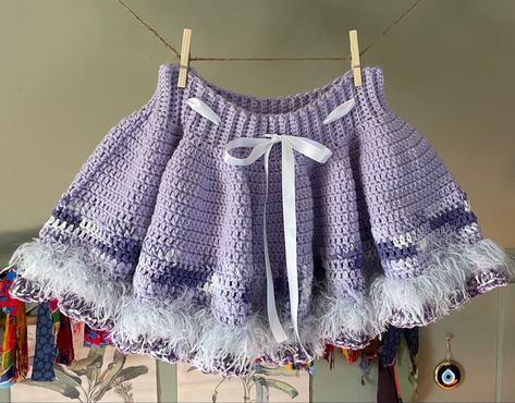 Crochet Cropped Vest Pattern, Crochet Maid Skirt, Crochet Flared Skirt, Purple Crochet Skirt, Crochet Ballet Skirt, Crochet Mohair Skirt, Crochet Tiered Skirt, Crochet Overskirt, Crochet Flowy Skirt