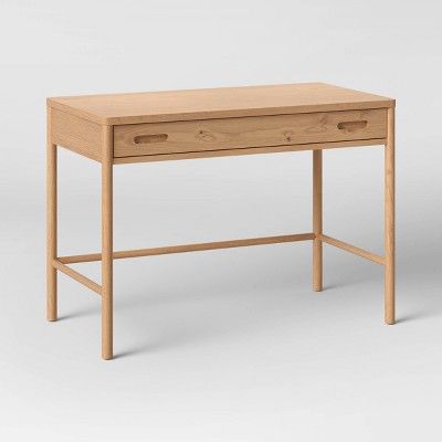 Simple Wooden Desks, Desk For Girls Room, Small Wood Desk, Light Wood Desk, Apartment Desk, Natural Wood Desk, Wooden Writing Desk, Desk With Drawer, Paris Bedroom